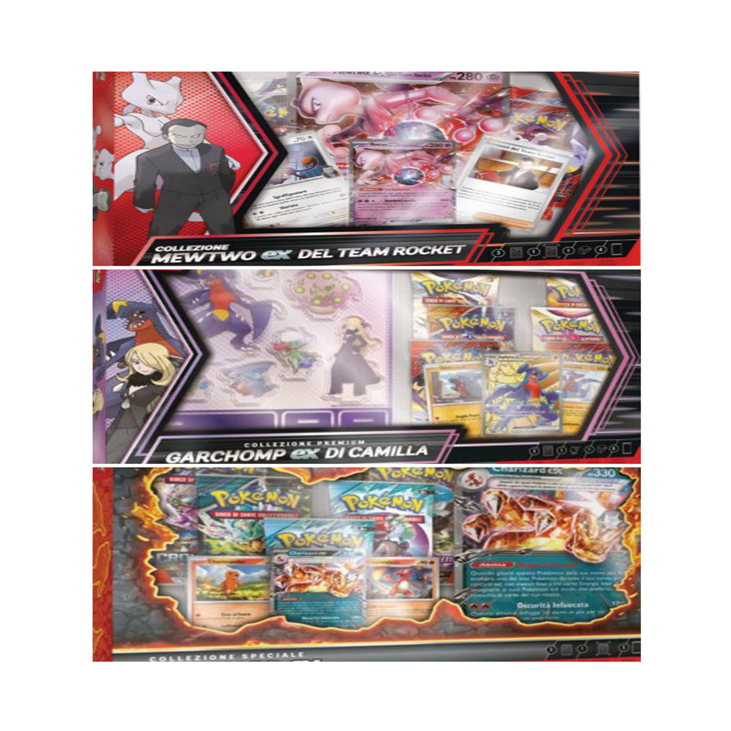 Pokémon Bundle Mewtwo ex | Garchomp ex | Charizard ex - ITALIANO Tutti Tre BUNDLE